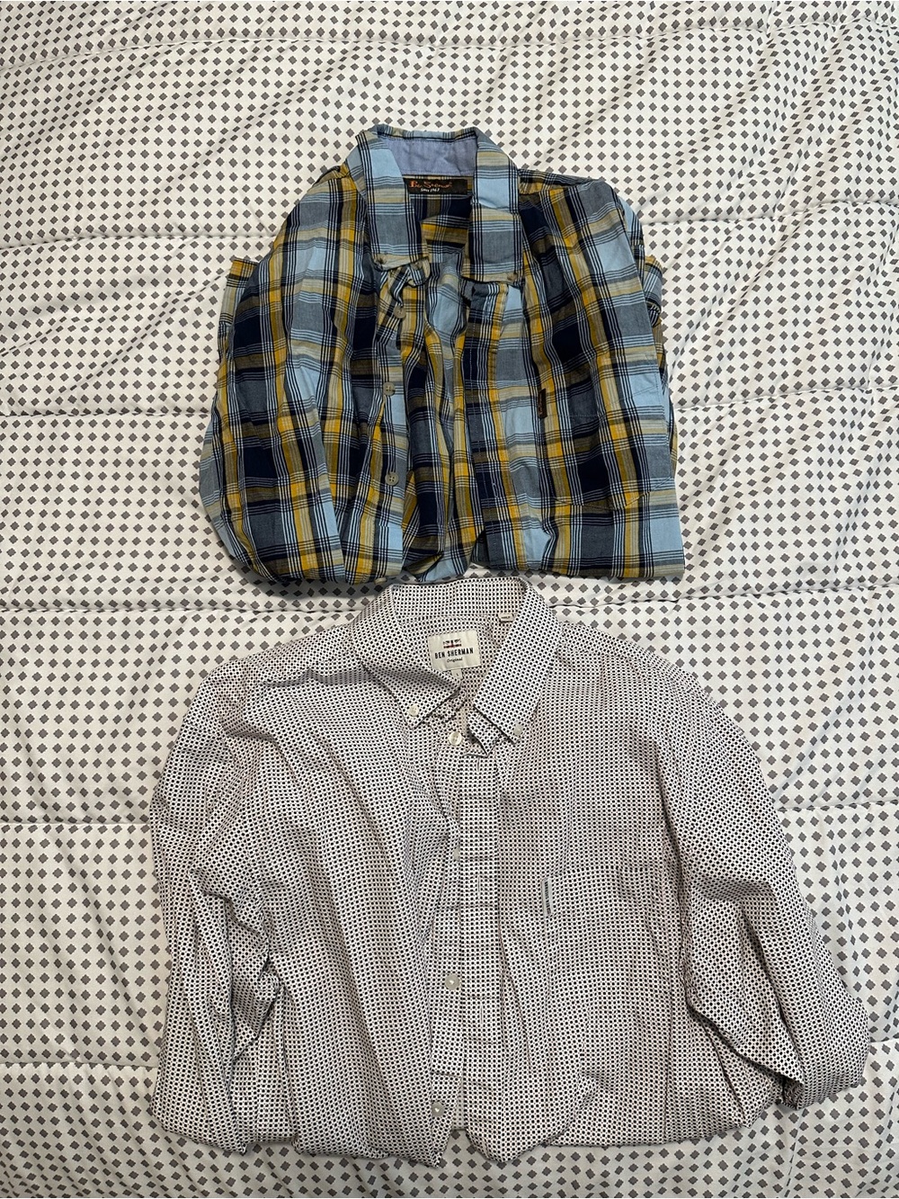 Two Ben Sherman Patterned Long Sleeve Button Down Shirts